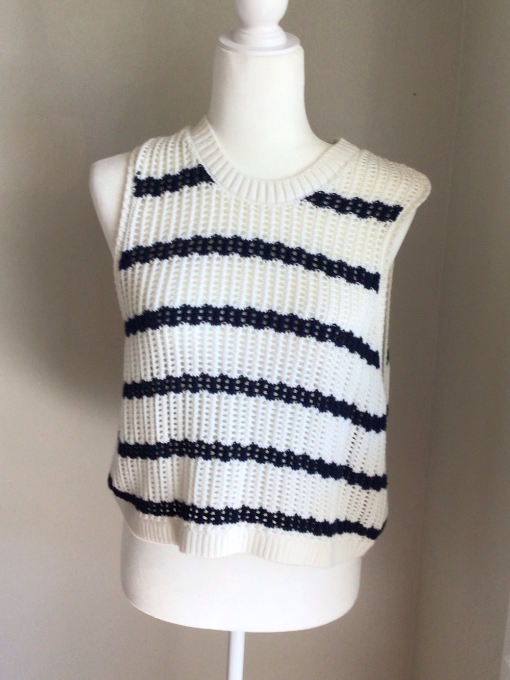 NWOT Hollister Open-knit Striped Sleeveless Sweater